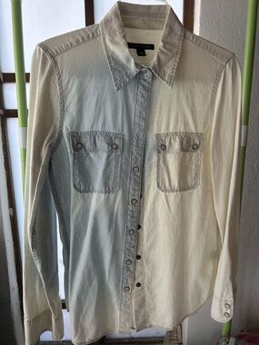 Banana Republic Two-Tone Ivory and Light Blue Button-Down Shirt